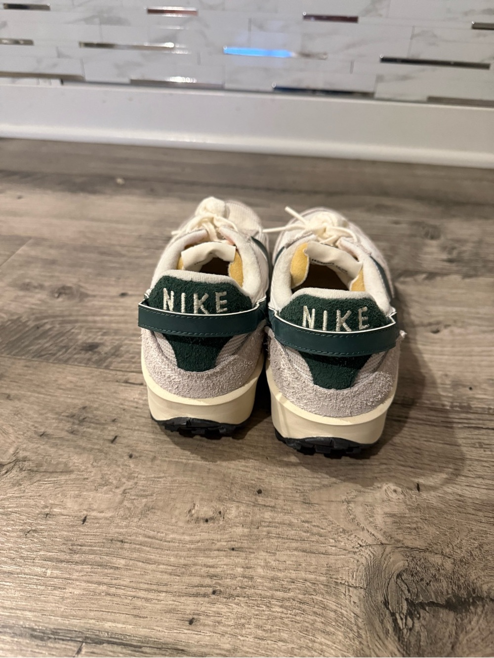 Nike Cream and Dark Green Suede Lace-Up Sneakers